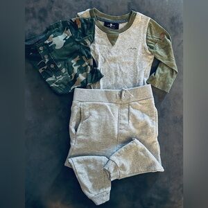 7 For All Mankind Camo / Olive Green / Grey Baby Outfit Size 6-9 Months